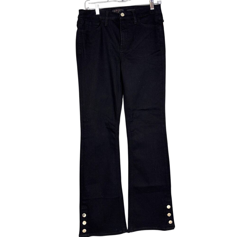 7 For All Mankind Womens 6 Black Slim Zip Bootcut Button Hem Denim Jeans NWT